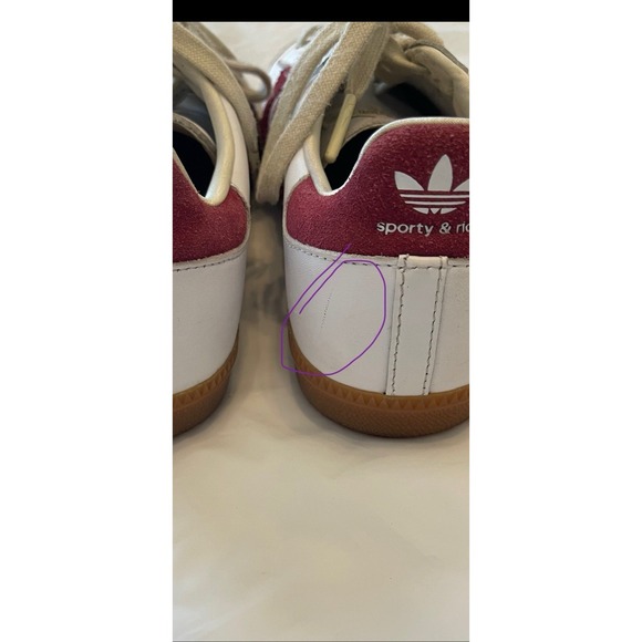 Unisex Sambas OG Adidas X Rich N Sporty Men's 6.5 Women's 8.0 Burgundy - Picture 5 of 8